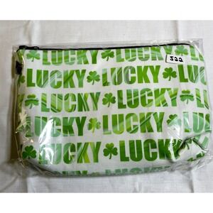 Unbranded Cosmetic Bag White Green New Lucky Shamrock St Patricks Day